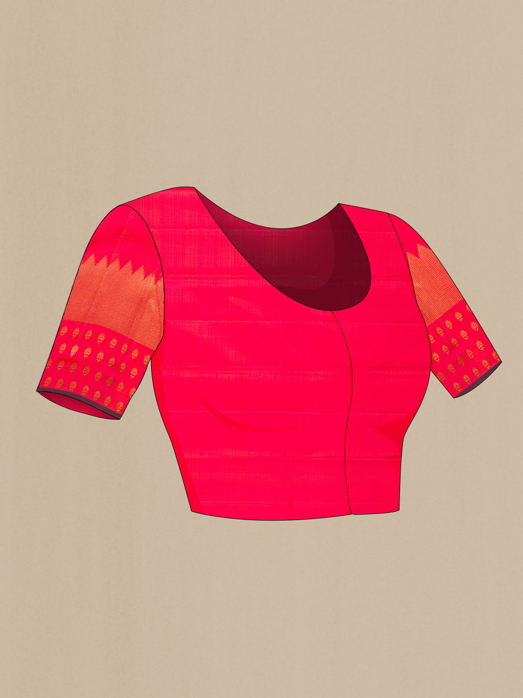 Close up image of the blouse of Pink Dual Tone Kanchipuram Silk Saree with Zari Butta on the body and Fancy Border. 