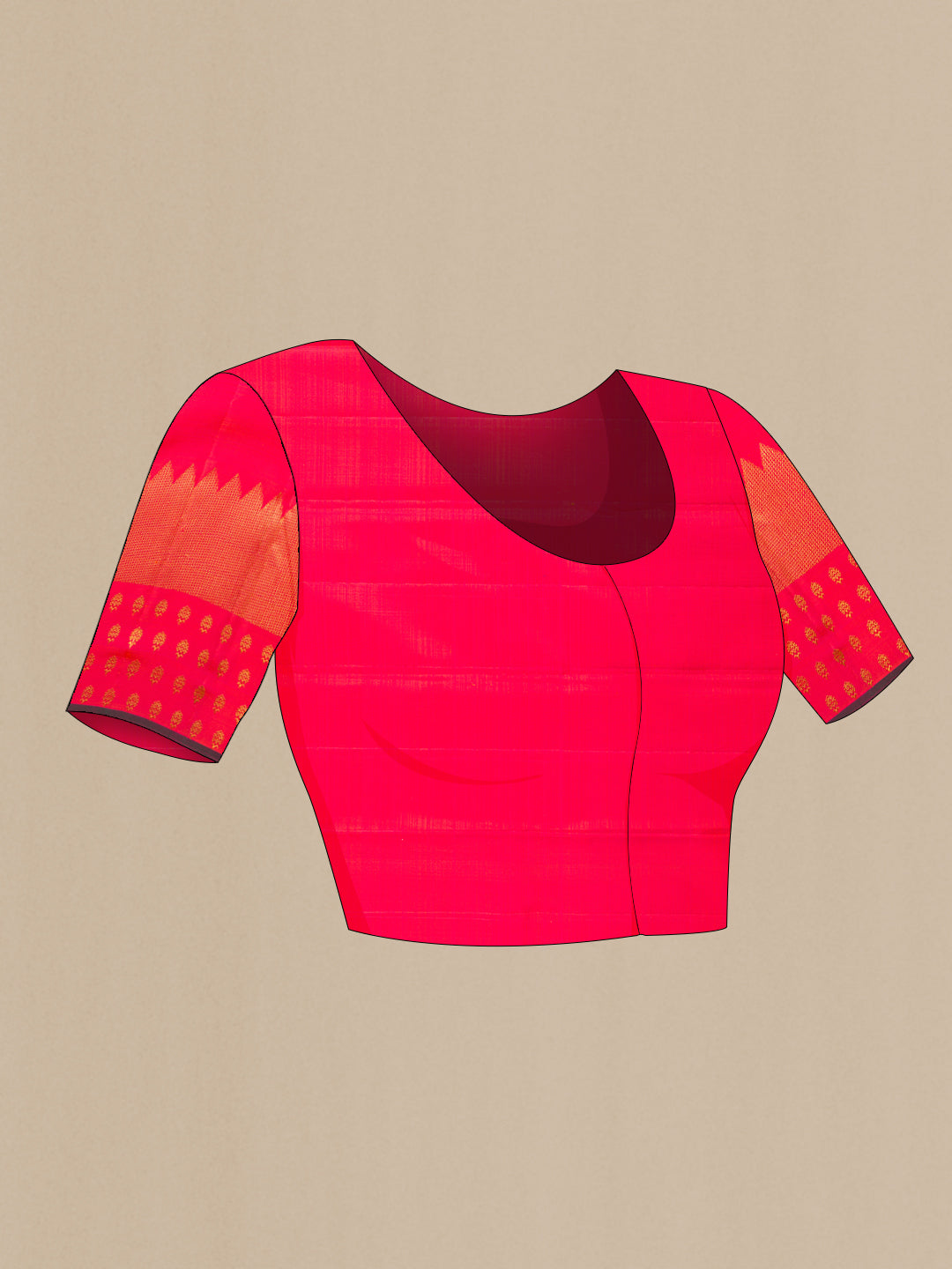 Close up image of the blouse of Pink Dual Tone Kanchipuram Silk Saree with Zari Butta on the body and Fancy Border. 