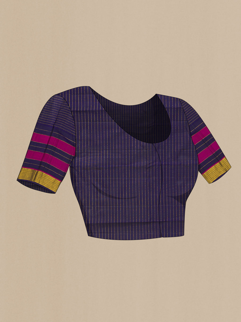 Close up image of the blouse of Bottle Green Kanchipuram Silk Saree with Checked design on the body and Fancy Border. 