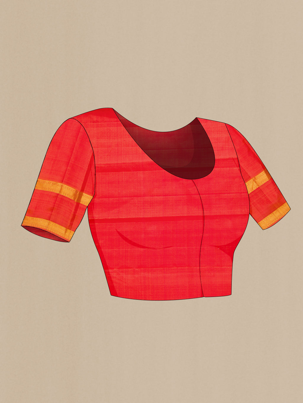 Close up image of the blouse of Violet Kanjivaram Silk Saree with Stripes on the body and Zari Border. 