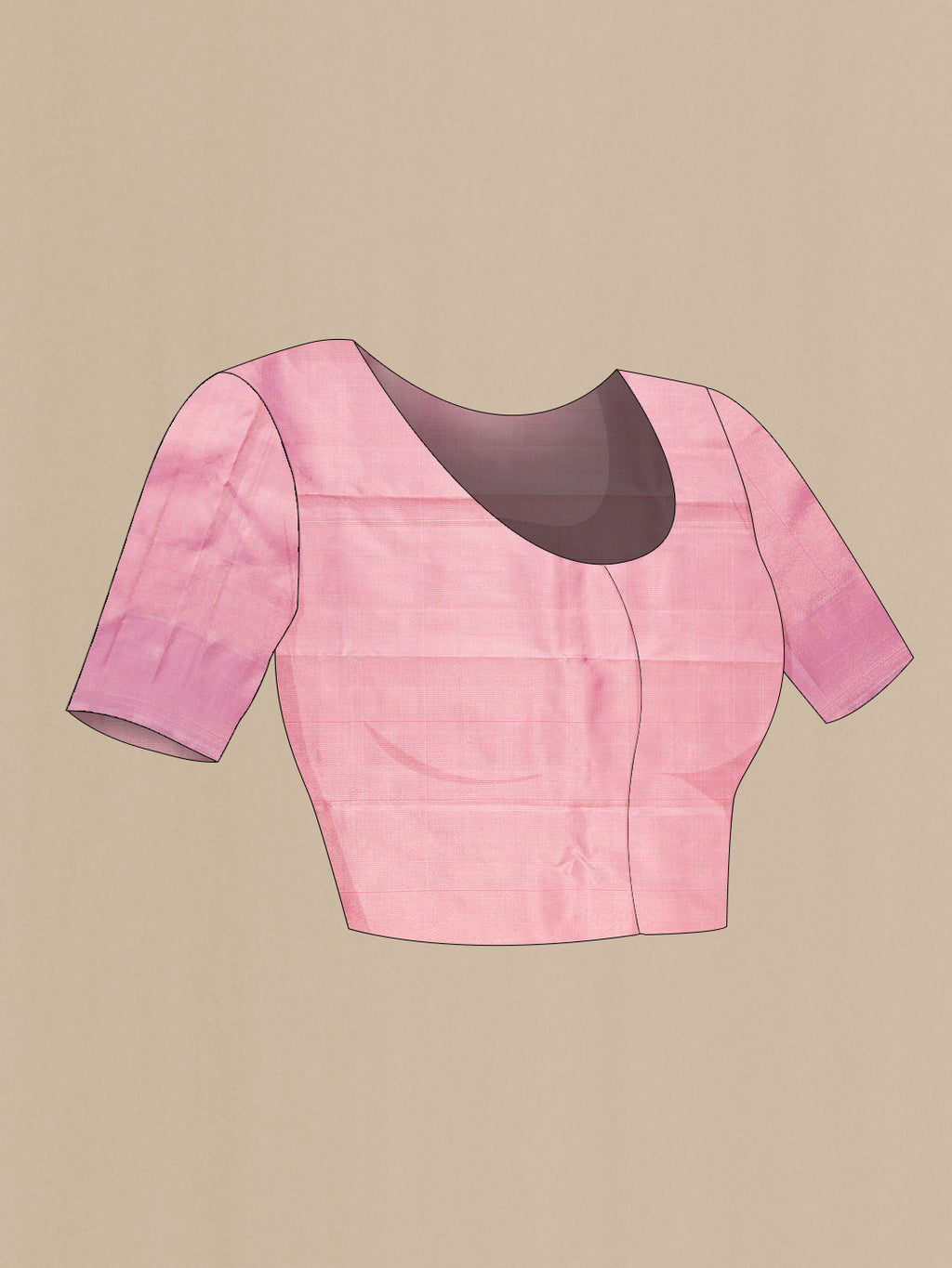 Close up image of the blouse of Pure Silk Multi Color Kanchipuram Saree with Checked design on the body and Zari Border. 