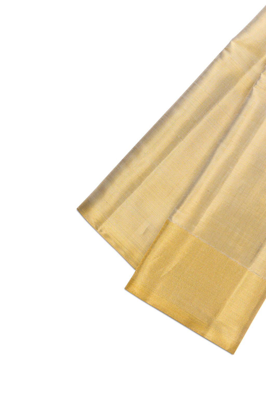 Gold Silk Dhoti With Angavastram (9X 5) Muzham with Plain Body and Zari Border