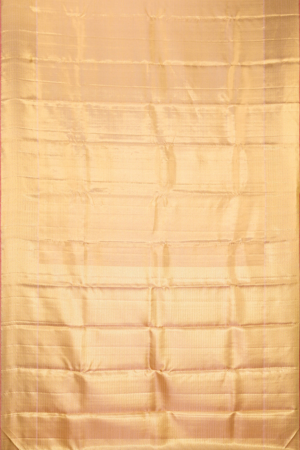 Flat view of Pure Silk Pure Zari Gold Dual Tone Kanjivaram Tissue Saree with Zari Brocade on the body and Zari Border. 