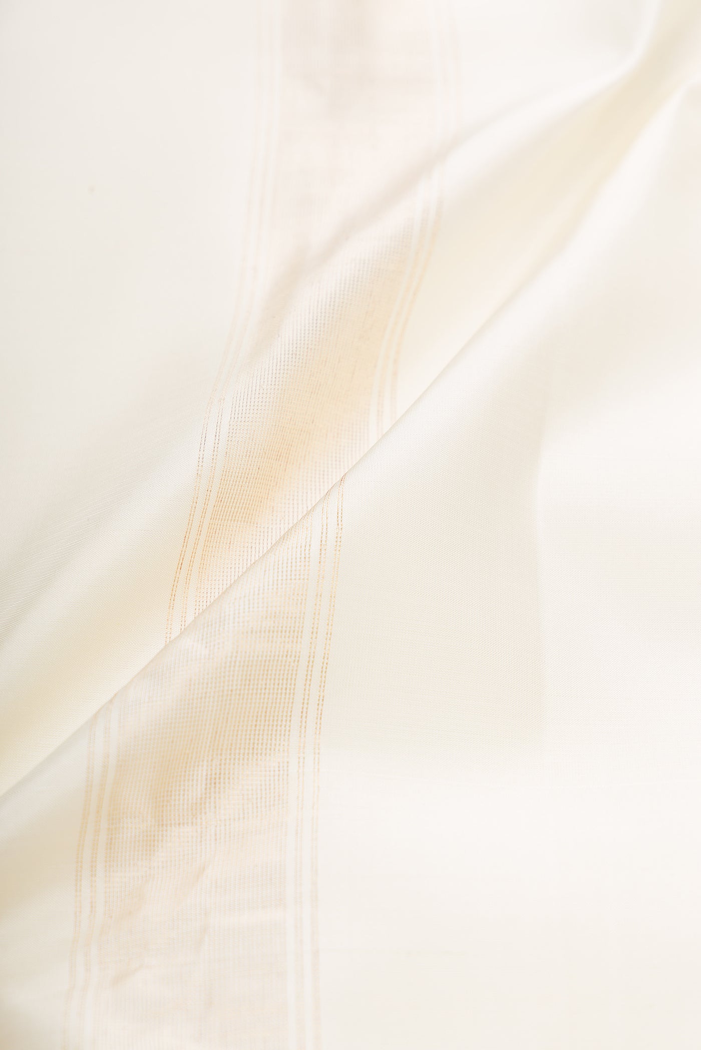 Off White Silk Dhoti With Angavastram (9X 5) Muzham with Plain Body and Zari Border