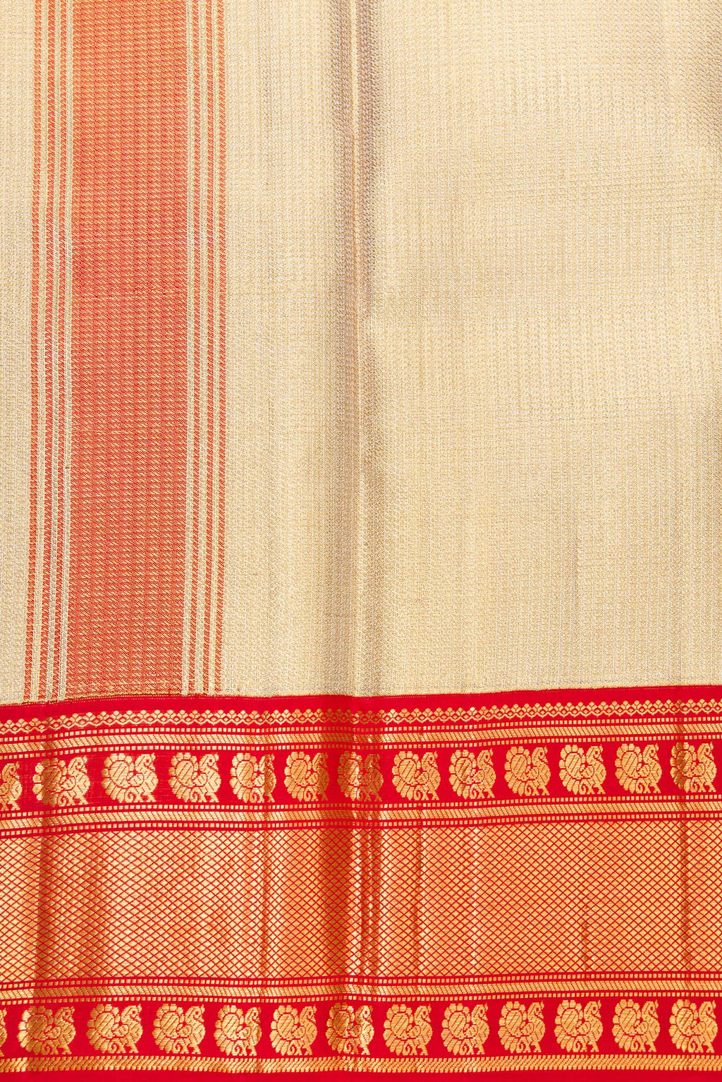 Gold Silk Dhoti With Angavastram (9X 5) Muzham with Plain Body and Zari Border