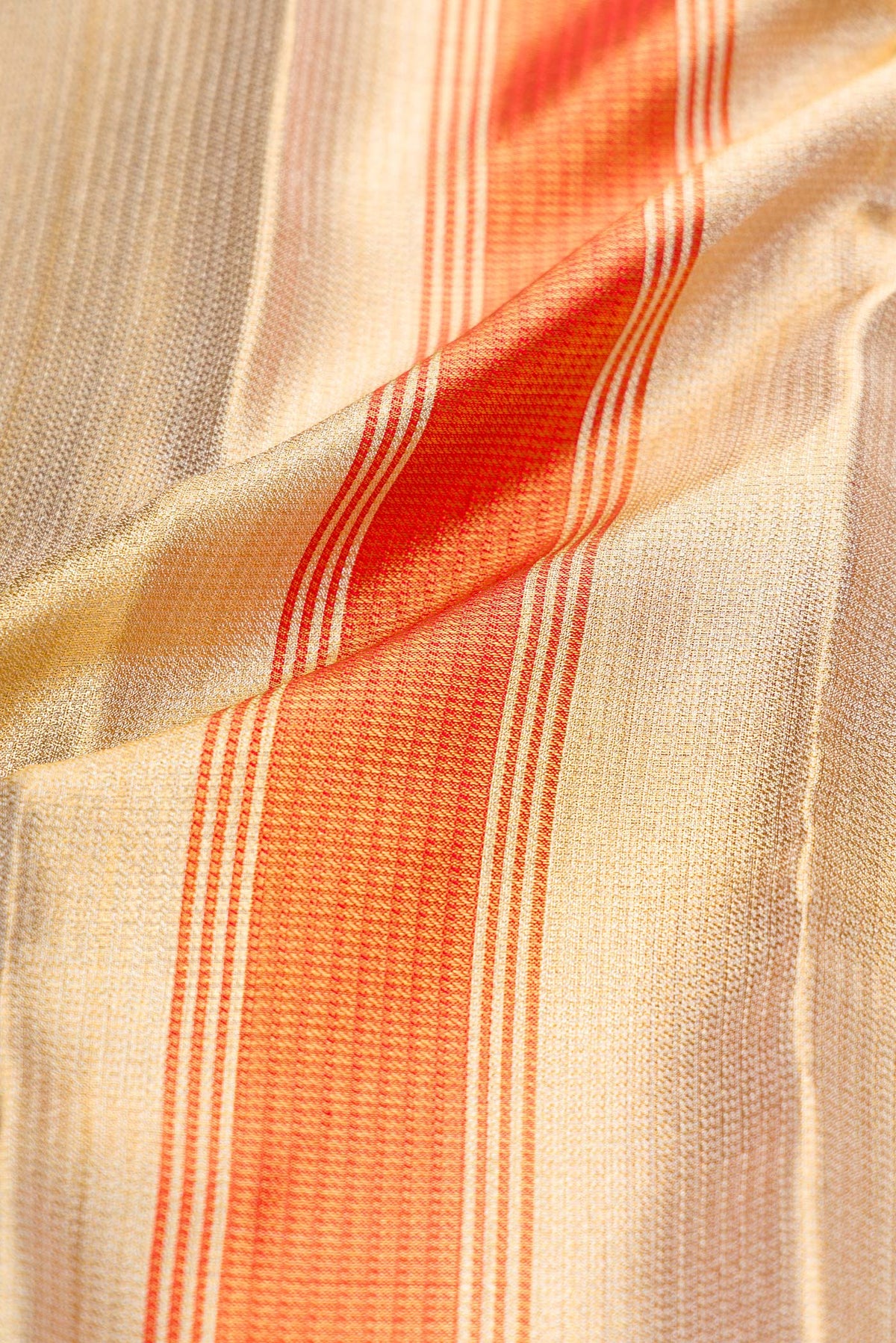 Gold Silk Dhoti With Angavastram (9X 5) Muzham with Plain Body and Zari Border