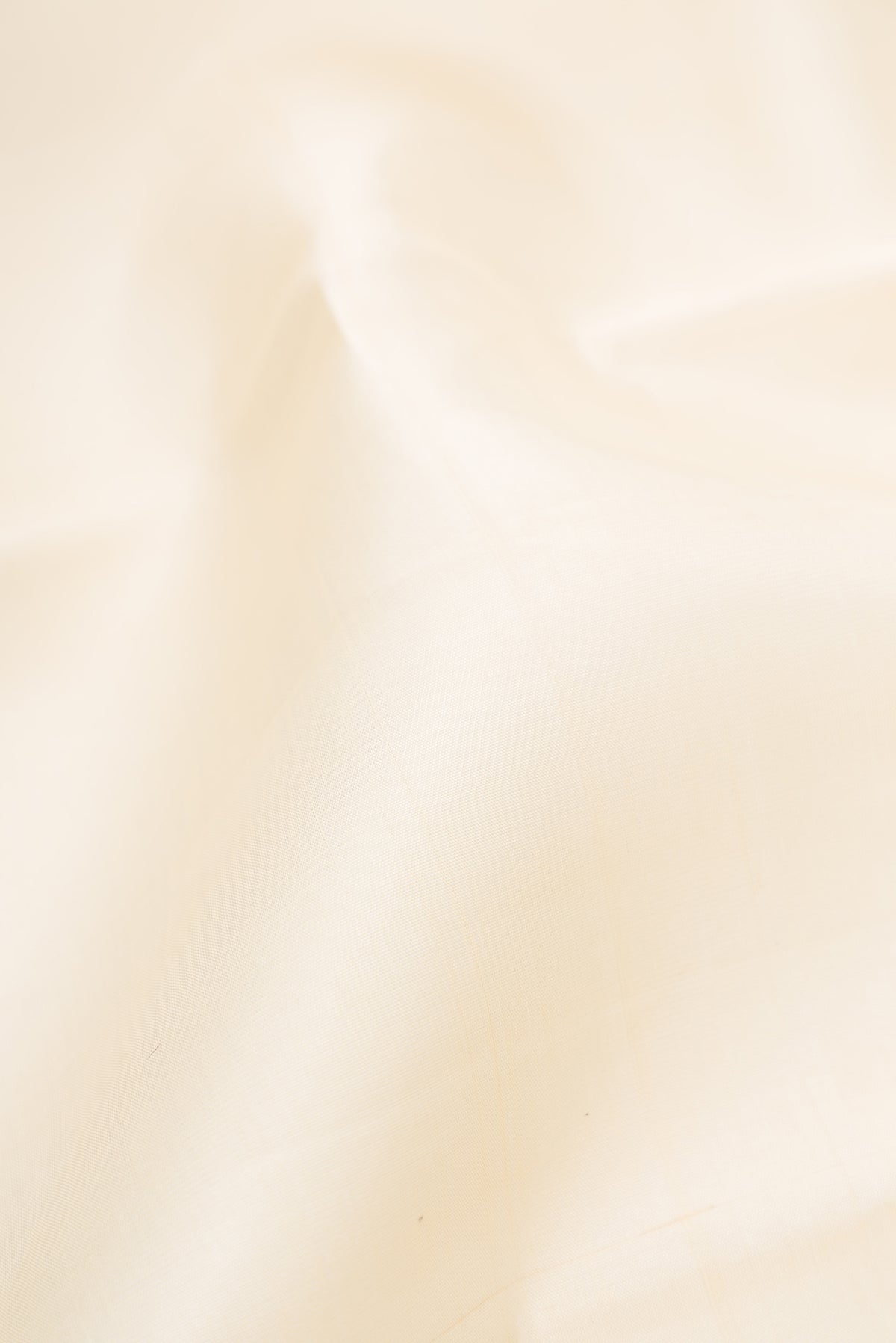 Close up of Off White Kanchipuram Silk Saree with Plain Body and Temple Border.  displaying folds