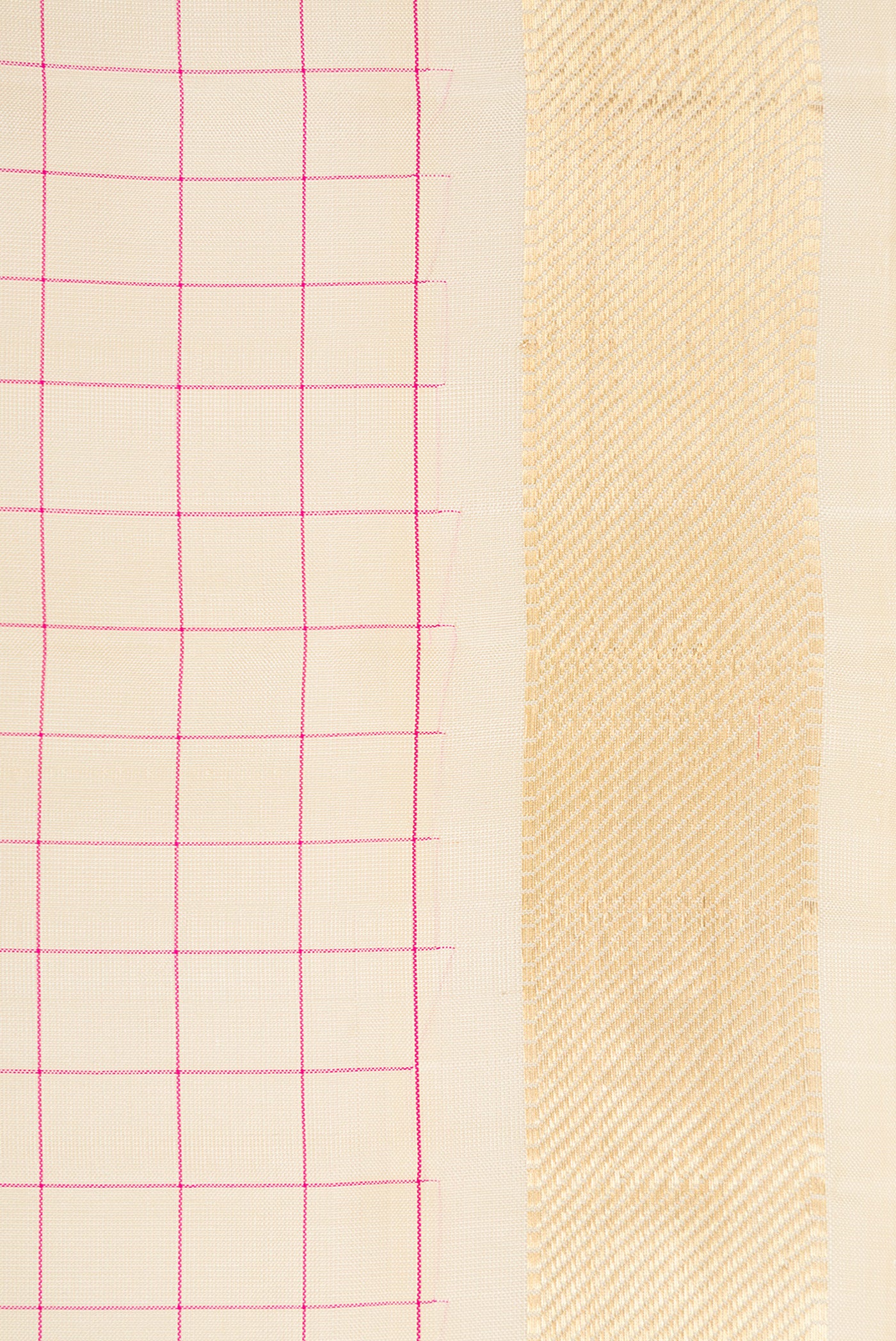 Border image of Beige Dual Tone Kanjivaram Silk Saree with Checked design on the body and Zari Border. 