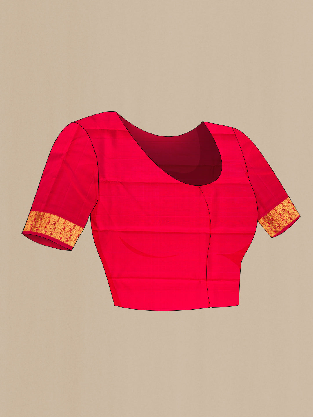 Close up image of the blouse of Pista Green Kanjivaram Silk Saree with Stripes on the body and Zari Border. 