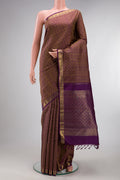 Pure Silk Purple Kanchipuram Saree with Jacquard design on the body and Zari Border.  displayed on a mannequin