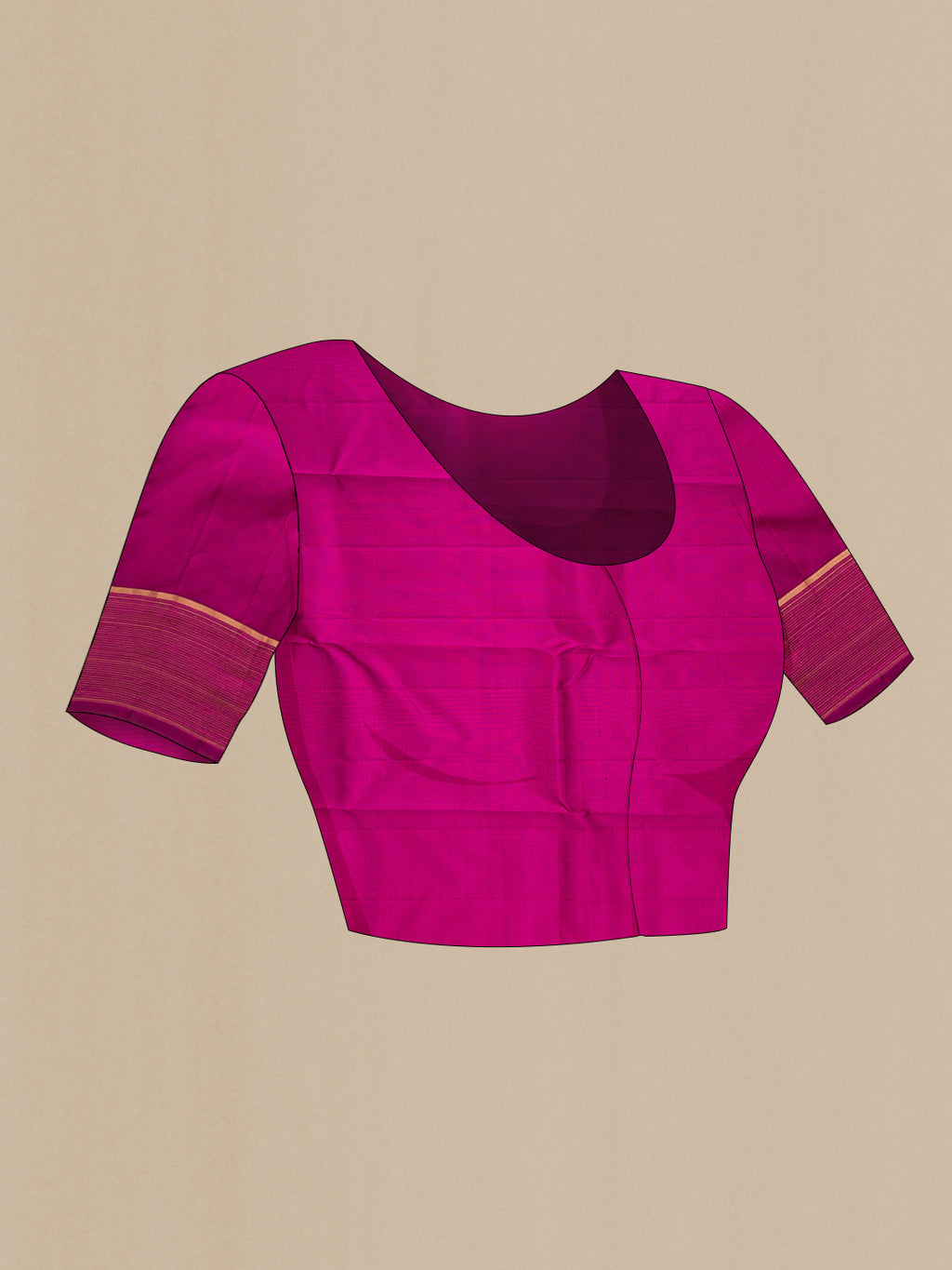Close up image of the blouse of Pink Dual Tone Kanchipuram Silk Saree with Stripes on the body and Plain Border. 