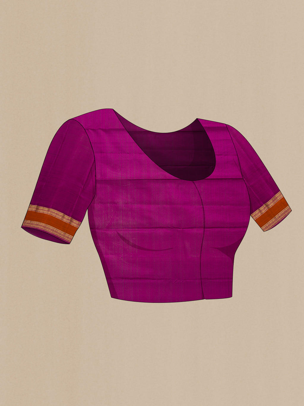 Close up image of the blouse of Coffee Brown Kanchipuram Silk Saree with Zari Butta on the body and Zari Border. 