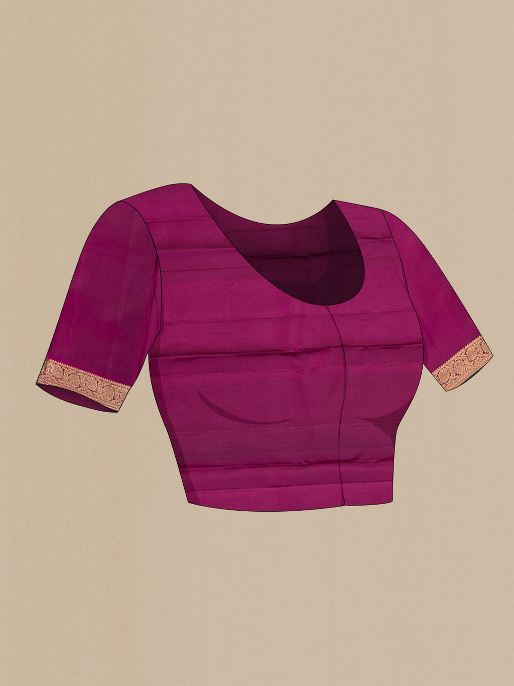 Close up image of the blouse of Coffee Brown Kanchipuram Silk Saree with Zari Butta on the body and Zari Border. 