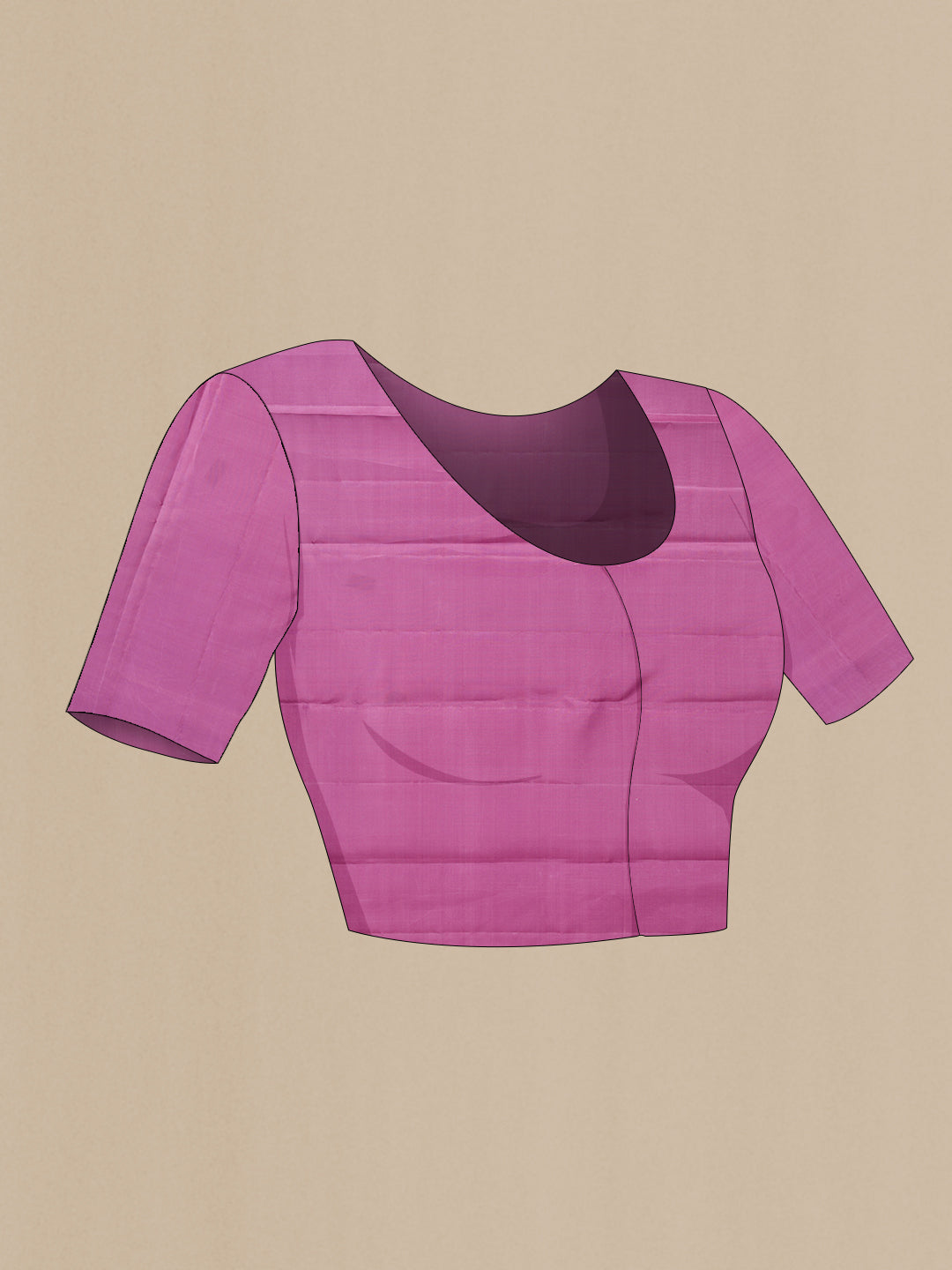 Close up image of the blouse of Pure Silk Mauve Dual Tone Kanchipuram Saree with Zari Brocade on the body and Zari Border. 