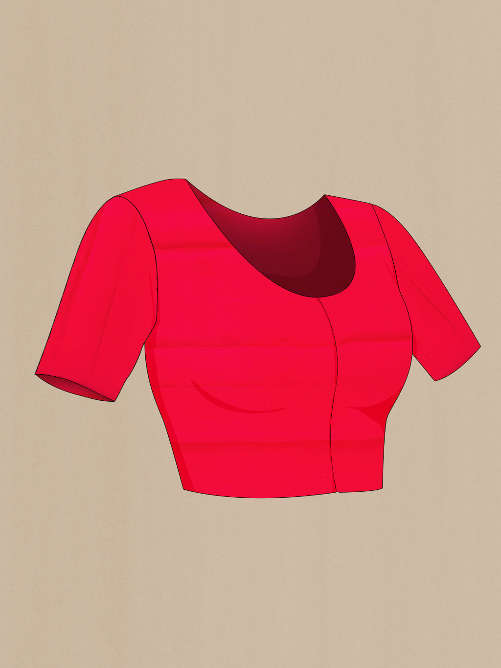 Close up image of the blouse of Red Kanchipuram Silk Saree with Zari Butta on the body and Fancy Border. 