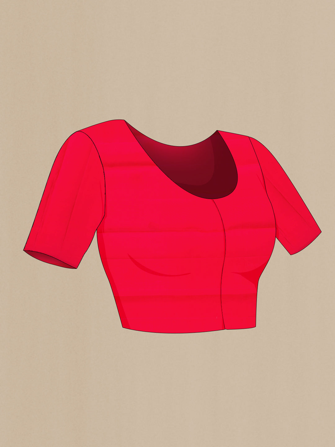 Close up image of the blouse of Red Kanchipuram Silk Saree with Zari Butta on the body and Fancy Border. 