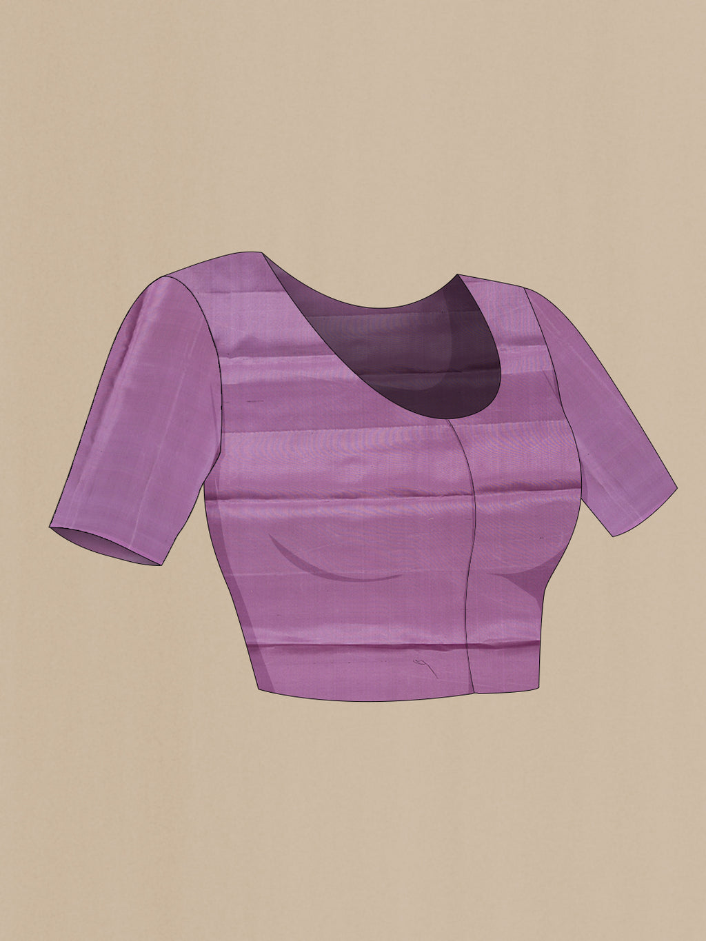 Close up image of the blouse of Lavender Kanchipuram Silk Saree with Zari Butta on the body and Fancy Border. 