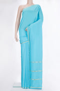 Pure Silk Pure Zari Sky Blue Mysore Silk Saree with Plain Body and Zari Border.  displayed on a mannequin
