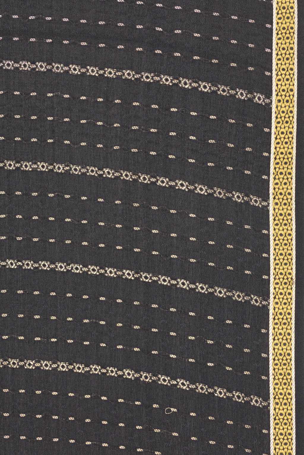 Border image of Pure Silk Black Dual Tone Banarasi Georgette Saree with Stripes on the body and Zari Border. 