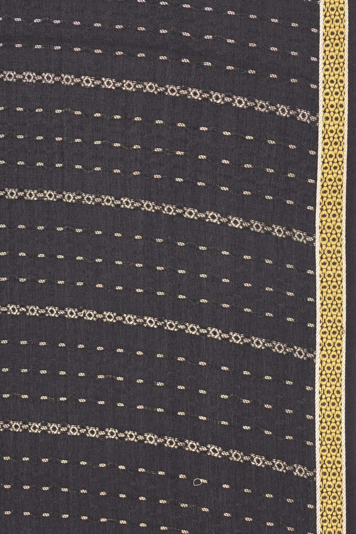Border image of Pure Silk Black Dual Tone Banarasi Georgette Saree with Stripes on the body and Zari Border. 