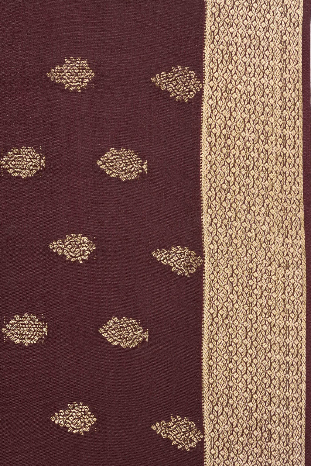Border image of Pure Silk Coffee Brown Dual Tone Banarasi Georgette Saree with Zari Butta on the body and Zari Border. 