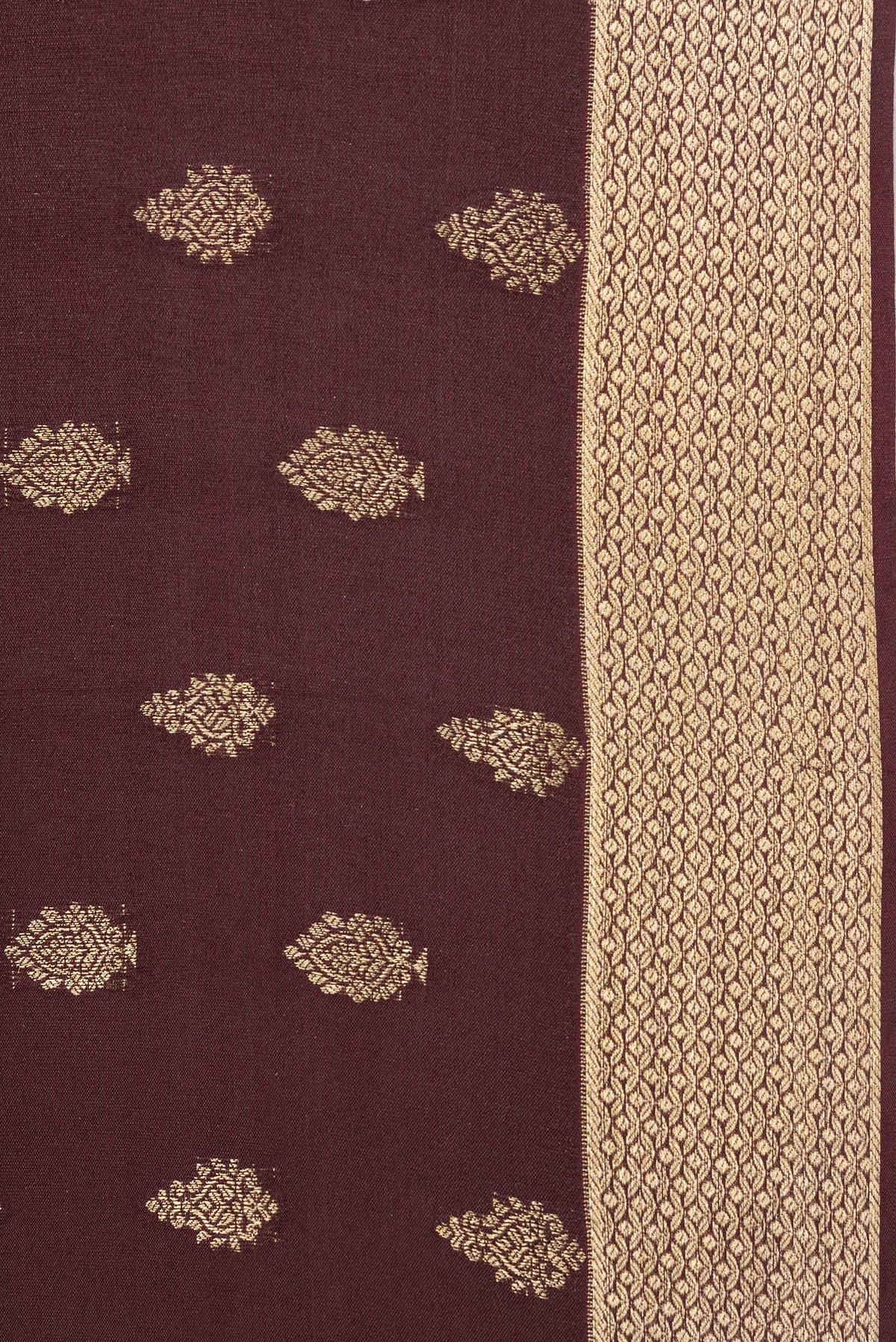 Border image of Pure Silk Coffee Brown Dual Tone Banarasi Georgette Saree with Zari Butta on the body and Zari Border. 