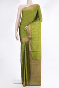 Green Dual Tone Banarasi Georgette Saree with Jacquard design on the body and Zari Border.  displayed on a mannequin