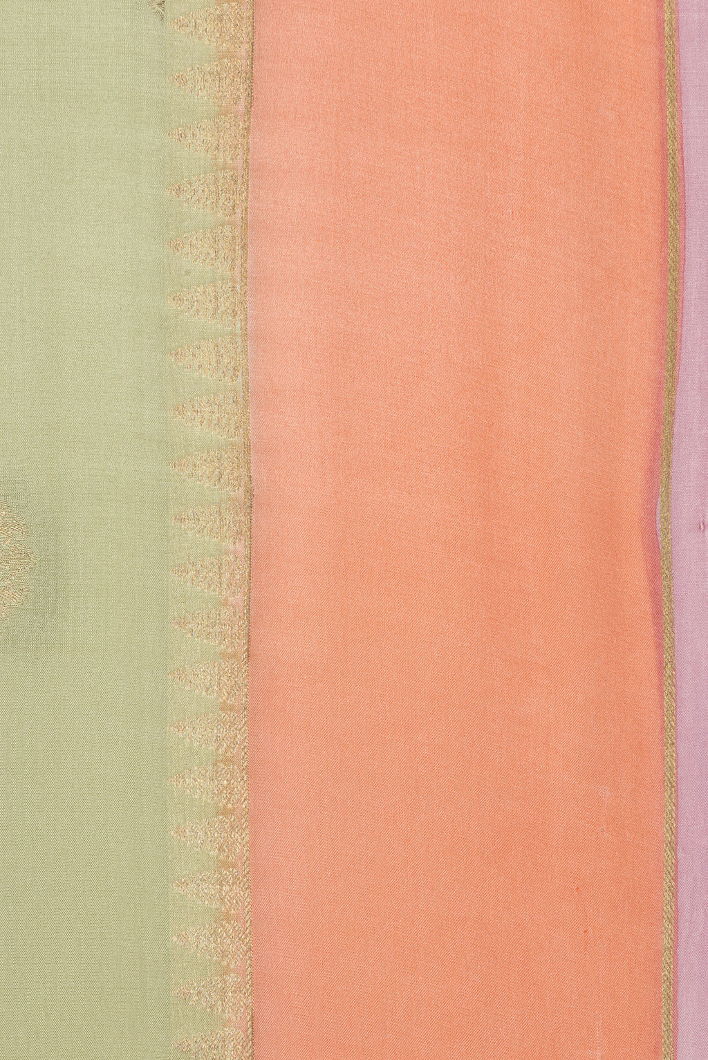 Border image of Pure Silk Pista Green Dual Tone Banarasi Georgette Saree with Zari Butta on the body and Zari Border. 