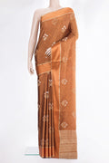 Rust Dual Tone Banarasi Georgette Saree with Jacquard With Zari Butta on the body and Zari Border.  displayed on a mannequin