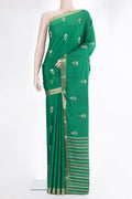 Green Dual Tone Banarasi Georgette Saree with Zari Butta on the body and Zari Border.  displayed on a mannequin