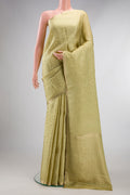 Sandal Mysore Chiffon Saree with Zari Brocade on the body and Zari Border.  displayed on a mannequin
