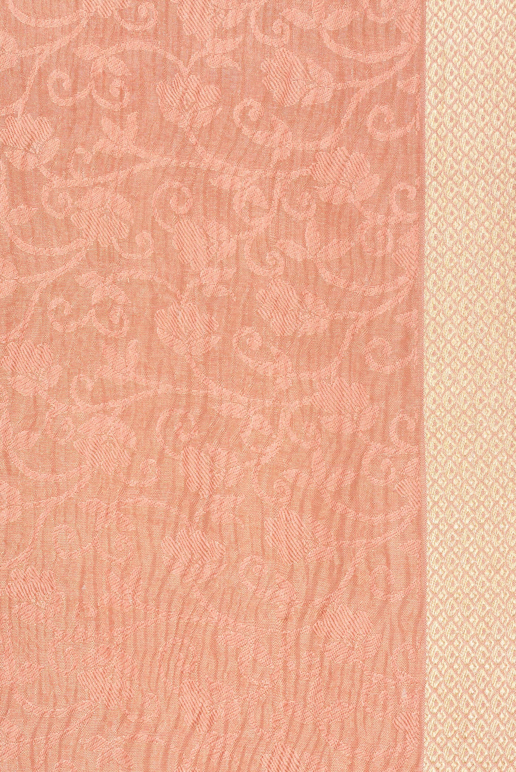 Border image of Golden Peach Dual Tone Banarasi Georgette Saree with Zari Brocade on the body and Zari Border. 