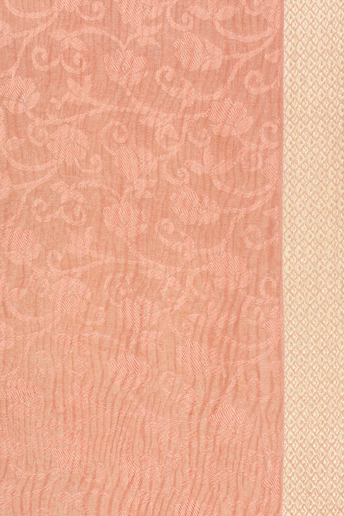 Border image of Golden Peach Dual Tone Banarasi Georgette Saree with Zari Brocade on the body and Zari Border. 
