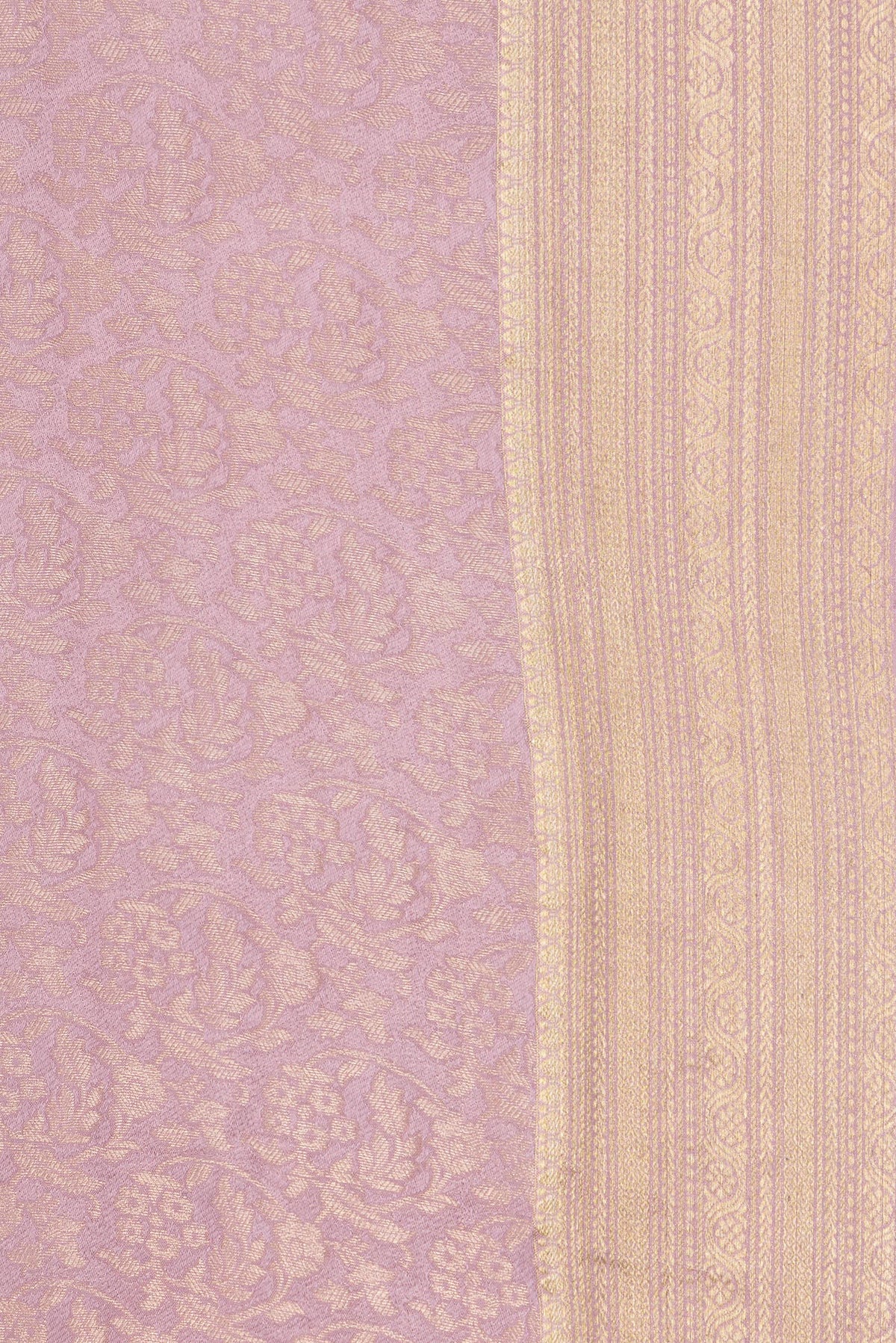 Border image of Lavender Dual Tone Banarasi Georgette Saree with Zari Brocade on the body and Zari Border. 