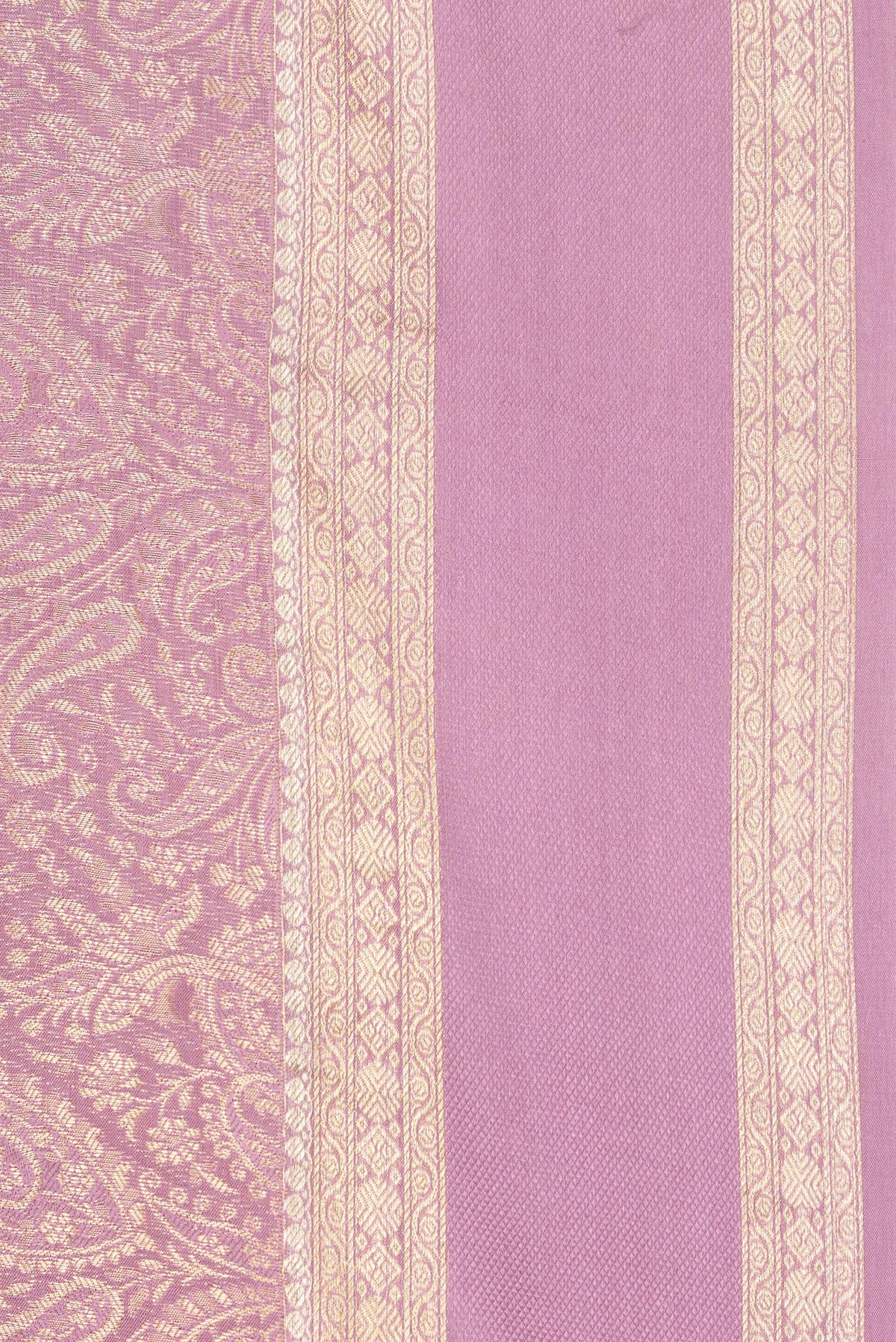 Border image of Lavender Dual Tone Banarasi Georgette Saree with Zari Brocade on the body and Zari Border. 