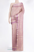 Lavender Dual Tone Banarasi Georgette Saree with Zari Brocade on the body and Zari Border.  displayed on a mannequin
