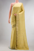 Sandal Mysore Chiffon Saree with Zari Brocade on the body and Zari Border.  displayed on a mannequin