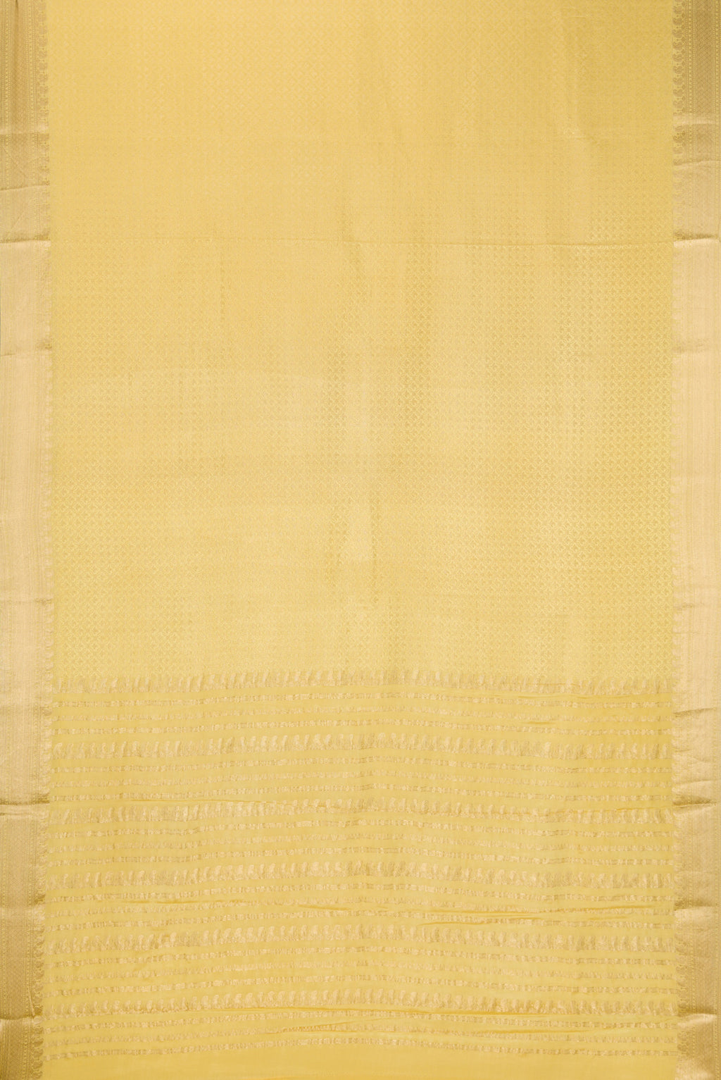 Flat view of Sandal Mysore Chiffon Saree with Zari Brocade on the body and Zari Border. 