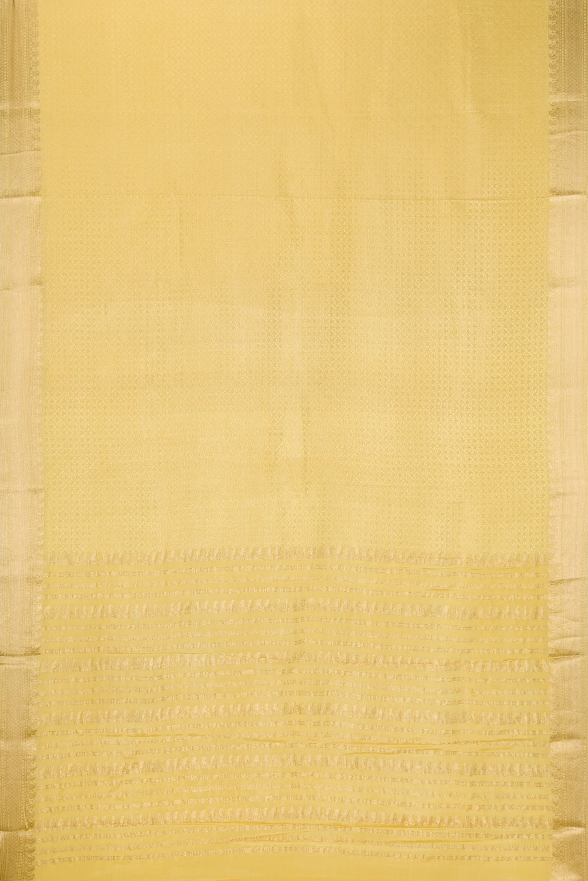 Flat view of Sandal Mysore Chiffon Saree with Zari Brocade on the body and Zari Border. 