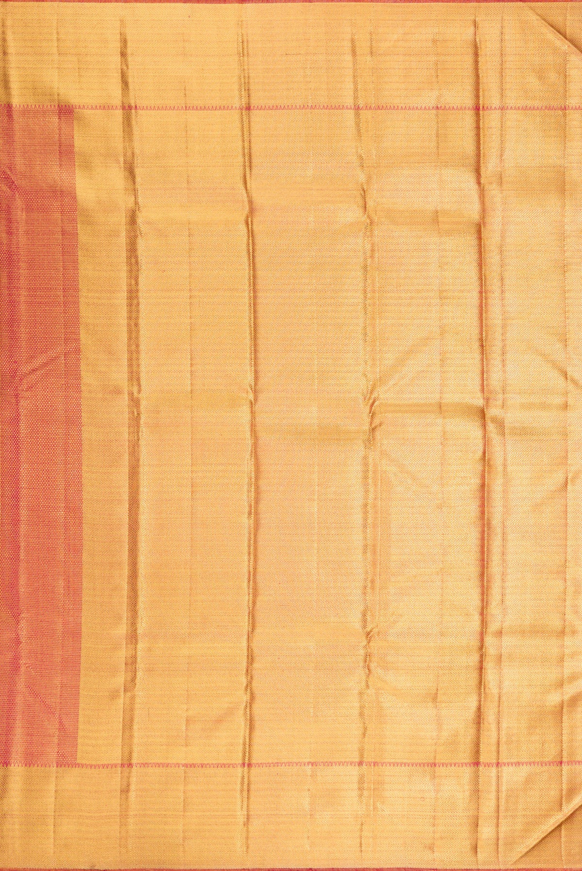 Close up image of the pallu of Pure Silk Pure Zari Pink Dual Tone Kanjivaram Tissue Saree with Zari Brocade on the body and Zari Border. 