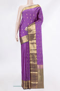 Pure Silk Purple Kanjivaram Saree with Zari Butta on the body and Zari Border.  displayed on a mannequin