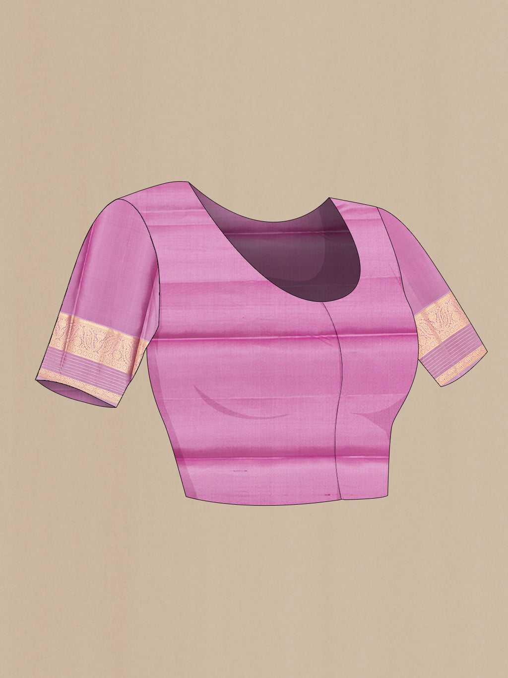 Close up image of the blouse of Pure Silk Mustard Kanjivaram Saree with Zari Butta on the body and Zari Border. 
