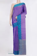 Pure Silk Lavender Kanchipuram Saree with Stripes on the body and Fancy Border.  displayed on a mannequin