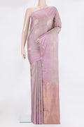 Pure Silk Mauve Kanchipuram Saree with Zari Butta on the body and Without Border.  displayed on a mannequin