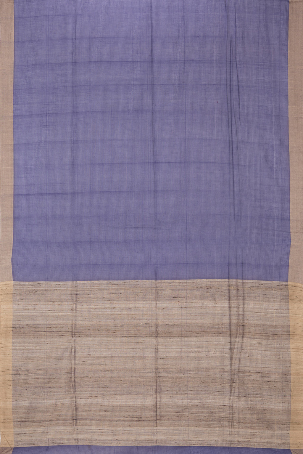 Flat view of Pure Silk Navy Blue Dual Tone Tussar Saree with Plain Body and Plain Border. 
