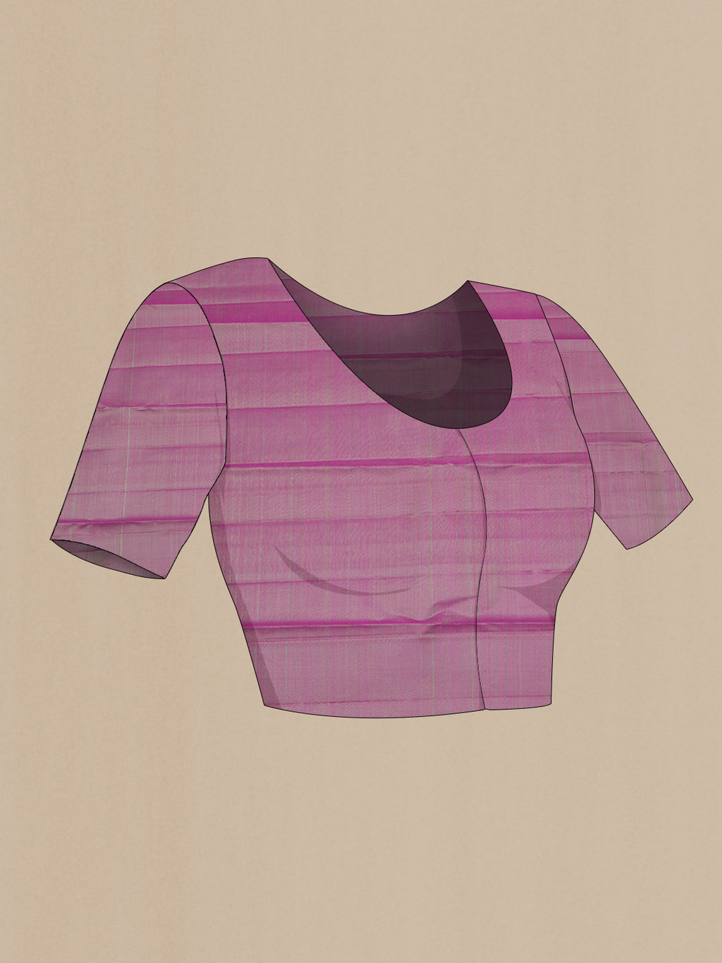 Close up image of the blouse of Pure Silk Purple Kanchipuram Saree with Zari Butta on the body and Fancy Border. 