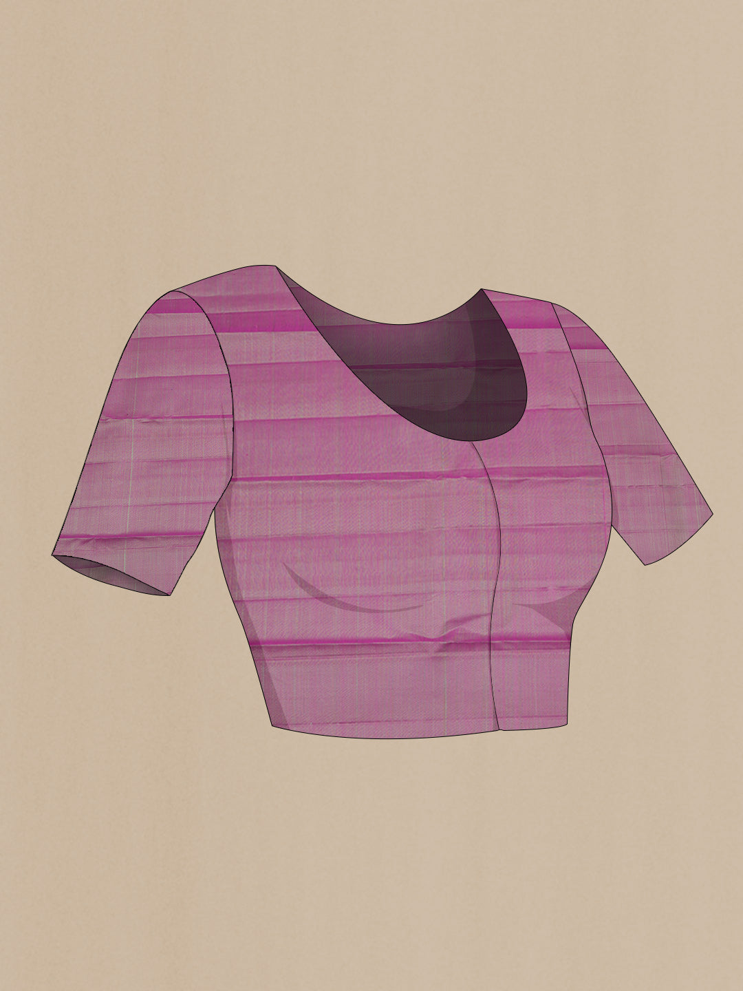 Close up image of the blouse of Pure Silk Purple Kanchipuram Saree with Zari Butta on the body and Fancy Border. 
