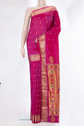 Pink Dual Tone Blended Paithani Silk Saree with Zari Butta on the body and Zari Border.  displayed on a mannequin