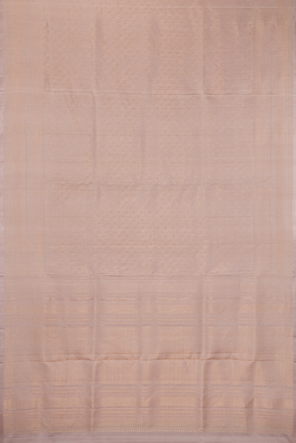 Flat view of Pure Silk Dark Beige Soft Saree with Zari Brocade on the body and Fancy Border. 
