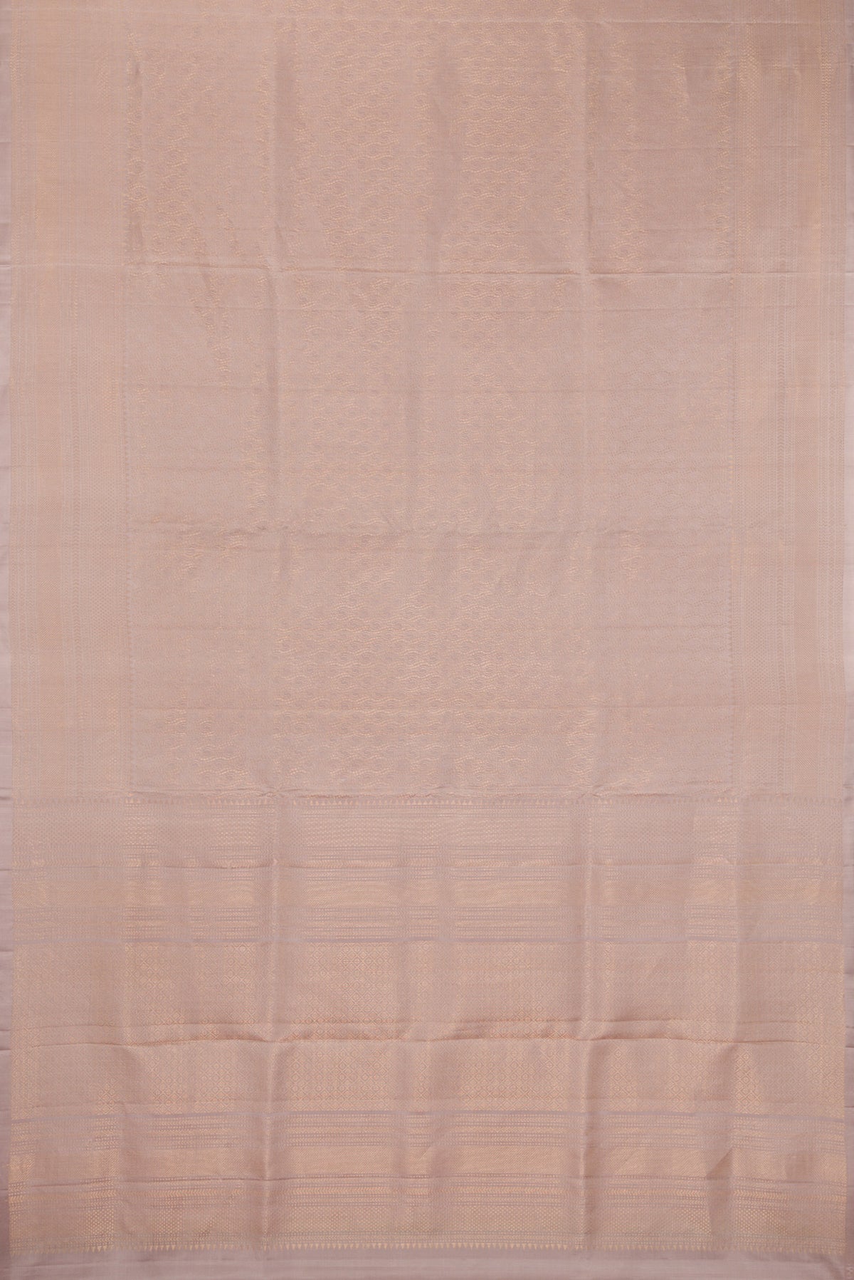 Flat view of Pure Silk Dark Beige Soft Saree with Zari Brocade on the body and Fancy Border. 
